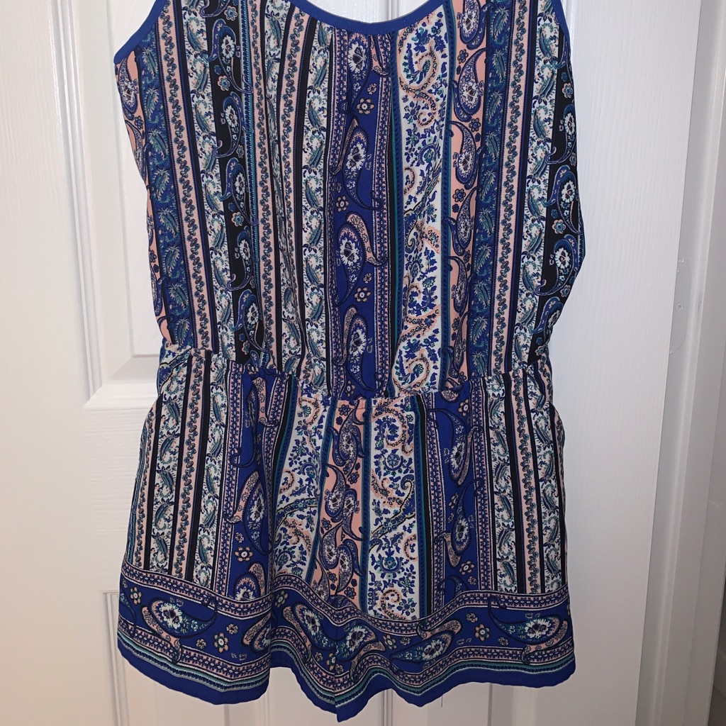 Blue Paisley Print Romper